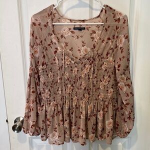 AEO Romantic Lace Up Flowy Blouse EUC